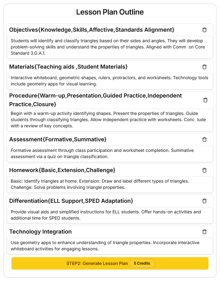 AI Lesson Plan Generator Outline